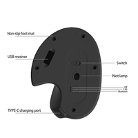891Mini batería 2,4 Ghz + BT Ratón silencioso vertical ergonómico inalámbrico para Windows / IOS / Android