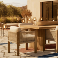 Tables et chaises de salle à manger d'extérieur en teck modernes pour hôtels, villas, cours et complexes hôteliers