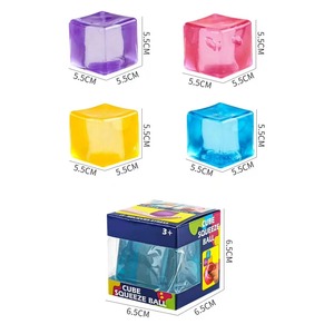 Super Solid Squish Cube Squeeze Ball TPE Stress Relief Toy 14+ Unisex Fidget Toys Blue Pink Purple Yellow - Product Image 1