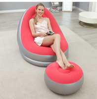 Fauteuil de relaxation gonflable moderne et épaissi, portable et pliable, avec repose-pieds et revêtement floqué, pour chambre et extérieur