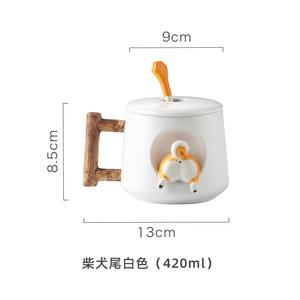 Taza de Cerámica Creativa Pintada a Mano en 3D, 420 ml, Taza de Café con Diseño de Perro, Taza de Agua de Cerámica con Dibujos Animados - Product Image 5