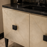 Meuble-lavabo de salle de bain autoportant Art Déco de luxe sur mesure avec plan de travail en marbre noir pour hôtel et villa