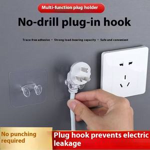 Karikatür soket güç kablosu depolama raf güçlü yapıştırıcı kanca plastik tıpa aracı organizasyon mutfak oturma odası için deliksiz - Product Image 6