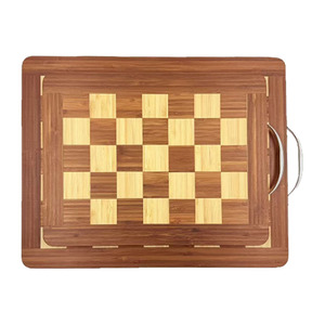 Juego de tablas de cortar de bambú de dos colores, 37.5x26x2cm y 45.5x33x2cm, de doble cara, para frutas, verduras, alimentos crudos y cocidos - Product Image 2