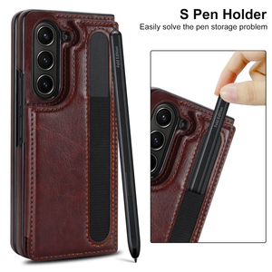 Avec fente pour stylo, couverture complète, double boucle, étui de <span class=keywords><strong>protection</strong></span> en cuir PU pour téléphone portable <span class=keywords><strong>Samsung</strong></span> Galaxy <span class=keywords><strong>Z</strong></span> Fold 3 <span class=keywords><strong>4</strong></span> 5 6 7 - Product Image 6