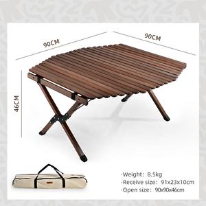 HIEPEED Portable Walnut Wood Folding Camping Table <strong>90cm</strong> <strong>Wide</strong> Outdoor Picnic <strong>Desk</strong> for BBQ Beach Hiking Travel - Product Image 3