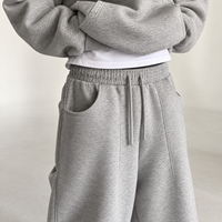 Ensemble survêtement personnalisé OEM : Sweat à capuche et pantalon de jogging épais, uni, oversize, en coton, coupe large pour homme