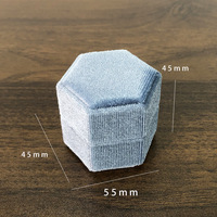 Boîte à bagues hexagonale en velours vintage, noire, à 3 compartiments, pour porte-bagues de mariage, triple support pour alliances de fiançailles et de mariage, personnalisable
