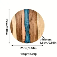Planche à découper ronde en bois d'acacia et résine-Plateau de cuisine parfait pour steak, collations, fruits | Utilisation à la maison et au restaurant