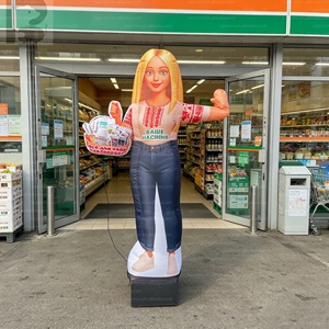 Mannequin gonflable de 2m pour femme vendeuse, danseuse d'air, modèle de femme client avec <span class=keywords><strong>panier</strong></span> d'<span class=keywords><strong>épicerie</strong></span>, pour supermarché/magasin de détail/vente - Product Image 1