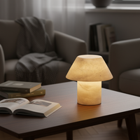 Lampe LED Artisanale en Albâtre Chaud, Veilleuse Électrique en Marbre Onyx, Lampe de Chevet en Cristal pour Salon, Lampe de Table en Dôme