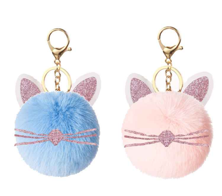 Xinxing New Pompom Cat Keychain Fashion Lady Bag Pendant Accessories Keychain Soft Fur Ball Keychain Pendant Pendant