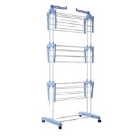 Séchoir à linge YIJIALE en acier inoxydable à 3 niveaux, séchoir à vêtements intérieur et extérieur, support de séchage sur pied