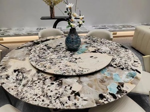 Table à manger en marbre blanc et pierre de quartzite personnalisée de luxe Table basse moderne en granit <span class=keywords><strong>Pandora</strong></span> pour le salon et la cuisine - Product Image 2