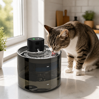 Fontaine à eau rechargeable pour animaux de compagnie 3L, distributeur d'eau sans fil pour chat, noir, commande tactile, fontaine à eau silencieuse