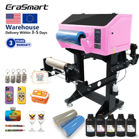 Impresora UV DTF Automática Erasmart Rosa con Cabezales Dobles XP600 para Impresión de Pegatinas en Rollo A3