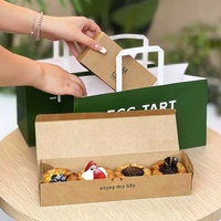 Boîte à tartelettes en papier kraft rectangulaire personnalisée, jetable, pour boulangerie, emballage alimentaire, type dossier gaufré