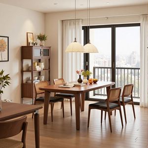 Table à manger carrée en bois de haute qualité pour salon, design simple et atmosphérique pour les familles, les appartements et les villas - Product Image 5
