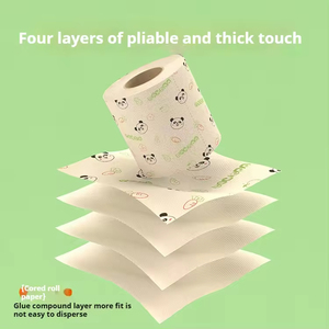 Wholesale Eco-Friendly Bamboo Toilet Paper Disposable 1/2/3/4 Ply Tissue Paper Natural OEM Gsm <b>Cheap</b> Price Rolling Core - Product Image 2