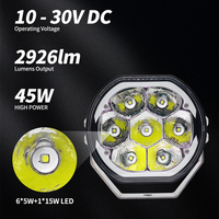 Nueva Barra de Luces LED Universal Impermeable de 12V 45W IP67, Faro Delantero de 5 Pulgadas, Barra de Luces Antiniebla Todoterreno, Color Ámbar/Rojo