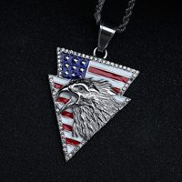 Collier pendentif en acier inoxydable plaqué or avec diamant, finition goutte d'huile, motif géométrique Aigle et chaîne Bambou, style Hip Hop, cadeau