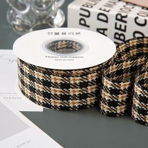 Ruban pied-de-poule bicolore de haute qualité 2,5/4 cm pour emballage de boulangerie et garniture de vêtements, 10/50 yards par rouleau - Product Image 2