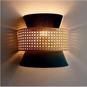 Japanese Style Rattan Wall <b>Lamp</b> Led Light E27 Bulb Base For Bedroom Living Room Hallway Entryway <b>Study</b> Guesthouse Bedside - Product Image 4