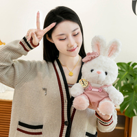 Ensemble de jouets mignons ours et lapin en peluche-Animaux en peluche habillés avec salopette Jouets en peluche
