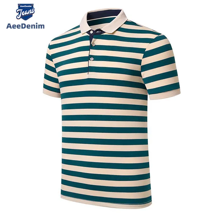 T-shirts à rayures golf en polyester vierge à sublimation T-shirts unis T-shirts avec logo personnalisé Impression de t-shirts polo grande taille pour hommes