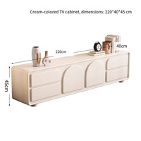 Meuble TV Crème Écologique au Design Simple et Moderne, Minimaliste, sur Pied, en Panneau Artificiel pour Salon et Chambre