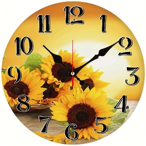 <span class=keywords><strong>Horloge</strong></span> <span class=keywords><strong>murale</strong></span> en bois rétro de 30 cm (12 pouces) en gros, design artistique créatif tournesol en MDF avec fonction quartz pour la décoration intérieure - Product Image 5