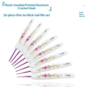 Juego de Agujas de Ganchillo de Aluminio con Mango de Plástico ABS Impreso, 16 Piezas, Juego Completo Fino y Grueso, Estuche con Cierre - Product Image 2