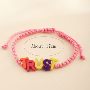 Yiwu Factory Personalized Trendy Colors Bright Acrylic Letter <strong>Large</strong> Hole <strong>Bead</strong> Handmade Weaving Unisex Party Bangles <strong>Bracelet</strong> - Product Image 2
