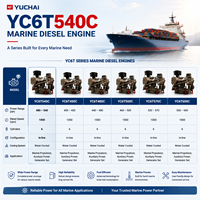 Moteur diesel Yuchai série YC6T YC6T540C, 4 cylindres en ligne, turbocompressé, refroidi par intercooler, pompe à carburant mécanique, 1800 tr/min, puissance marine