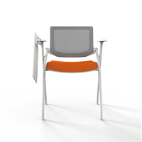 Chaise de formation pliable en plastique avec roulettes pour bureau milieu dossier maille PP coque fixe ABS accoudoir quatre jambes chaise de zone d'attente