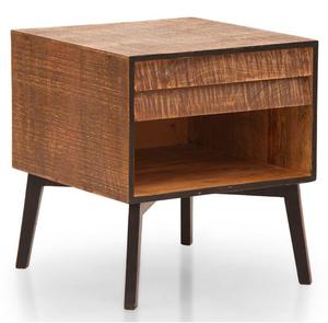 Table de chevet en bois massif de bon choix Table de chevet avec 2 tiroirs Meubles de chambre à coucher de luxe modernes OEM Design fait à la main - Product Image 2