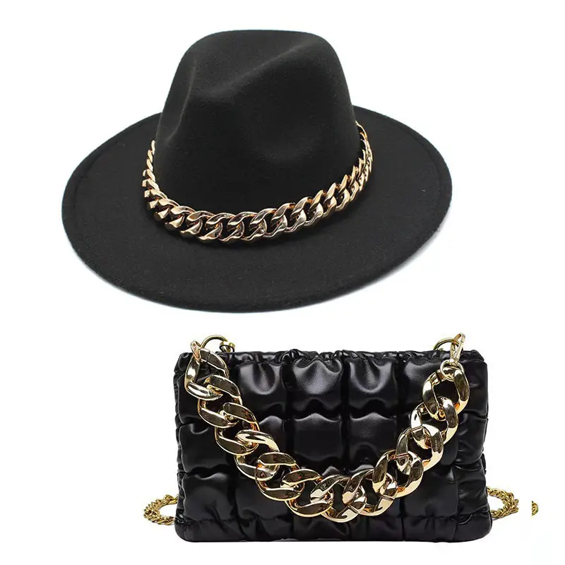 2023 Ladies Small Square Shoulder Bags Quilted PU Leather Handbags Women Hand Purses Girl Metal Chain fedora hats and purse