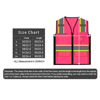 Gilet de sécurité réfléchissant rose pour femmes, tissu tricoté, fermeture éclair, plusieurs poches, languettes pour micro, bande réfléchissante de 2 pouces, vêtements de travail haute visibilité