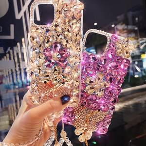 Luxe acrylique strass fleur coque de téléphone coque cellulaire couvre pour iPhone 7 8 12 13mini 14 15 pro max Samsung S24 S23 S22 Ultra - Product Image 4