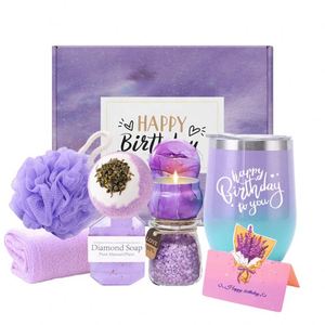 Regalos de Cumpleaños Color Lavanda para Mujer, Canasta de Regalos de Spa Relajantes para Mujer, Regalos de Autocuidado - Product Image 1