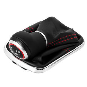 Poignée de levier de vitesse en cuir pour voiture, 5 vitesses, 6 vitesses, ergonomique, transmission manuelle Volkswagen, ligne rouge, surpiqûres noires - Product Image 5