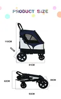 Poussette pour animaux de compagnie Oxford pliable et portable de haute qualité confortable avec 4 roues pour animaux de compagnie jumeaux doubles