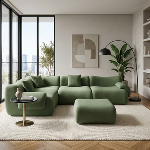 Sofá Modular Moderno de <span class=keywords><strong>Dos</strong></span> y <span class=keywords><strong>Tres</strong></span> Plazas, Sofá Seccional en Forma de L, U y S para Sala de Estar, Sofá Lounge con Asiento Profundo y Otomana - Product Image 3