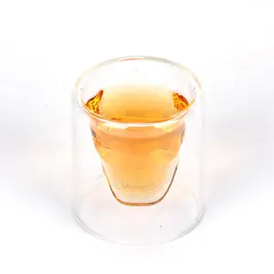 25Ml Hittebestendige Double Wall Wijn Vaardigheid Shot Glass/Schedel Glas