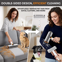 Rouleau et brosse antistatiques double face écologiques pour l'élimination des poils de chat et le nettoyage des poils d'animaux, outil anti-peluches