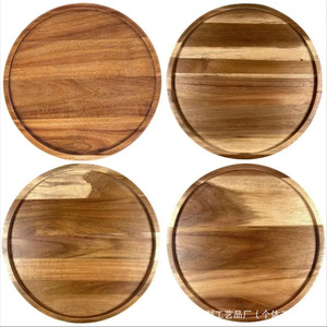 Planche à découper en bois d'acacia, assiette ronde pour pain, plateau à fromage, steak, pizza, plat peu profond, utilisation en cuisine - Product Image 2