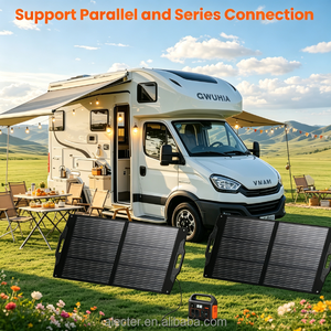 เครื่องชาร์จแผงโซลาร์เซลล์แบบพับได้ 100W พร้อมขาตั้งปรับได้ QC3.0 USB‑A USB‑C MC4 เอาต์พุต IP67 กันน้ำสำหรับสถานีไฟฟ้าแคมป์ - Product Image 5