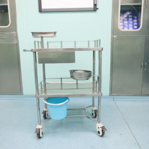 B7 이지클린 SUS201 스테인리스 스틸 트리트먼트 카트 3단 미끄럼 방지 가드레일 50kg 이동식 의료 카트 - Product Image 2