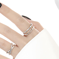 Bagues fines en or 18 carats martelées irrégulièrement multicouches pour femmes, argent sterling 925, bague ajustable tendance, bijoux personnalisés en gros