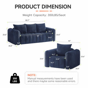 Nouveau canapé sectionnel contemporain pour salon de villa, revêtement en velours, design gain de place, aucun assemblage requis - Product Image 4